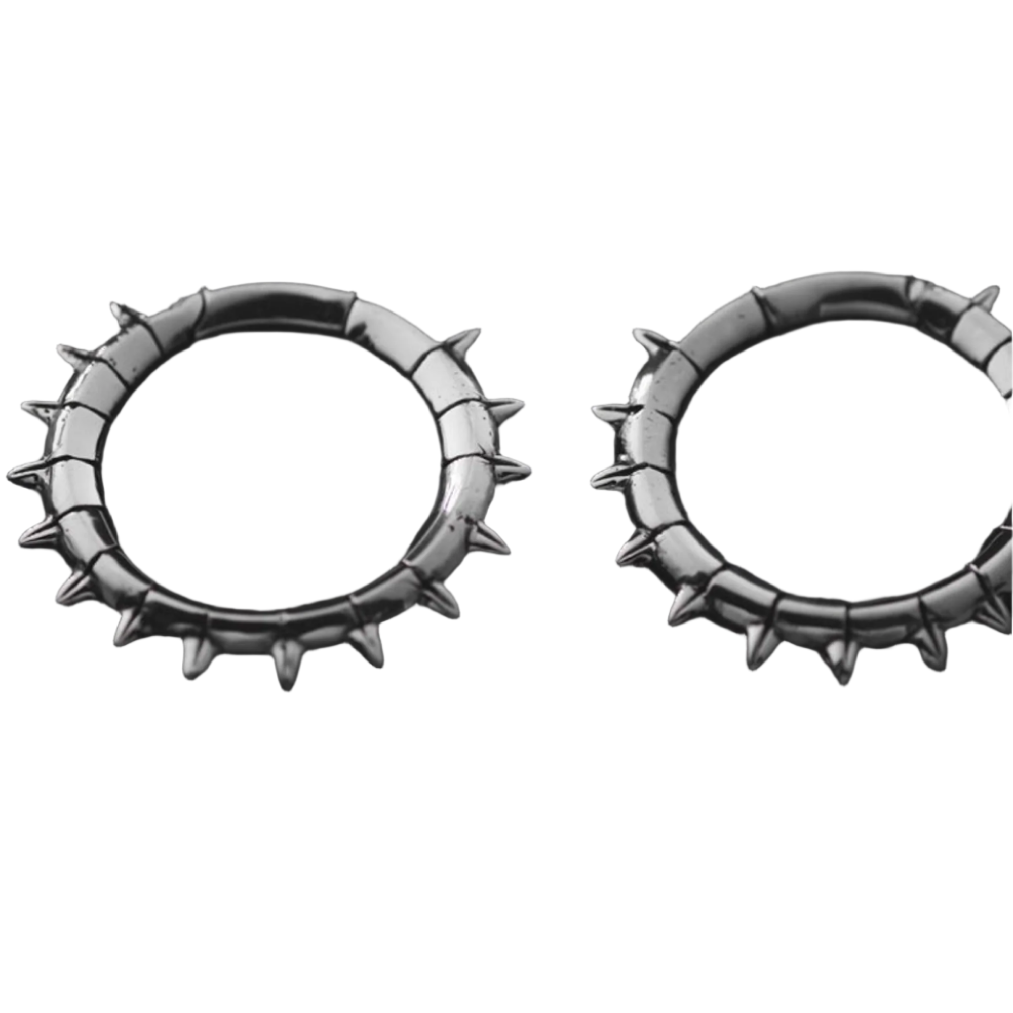 KALASH Poids d'oreille Clicker Spike Hoop moyens en laiton argenté | 2 jauge